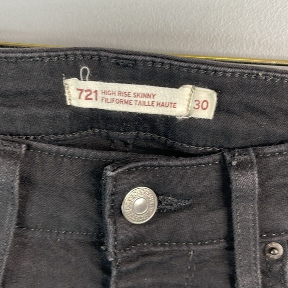 LEVIS 721 High Rise Skinny Jeans Black 5 Pocket Black Tab Size 30 - Picture 7 of 12